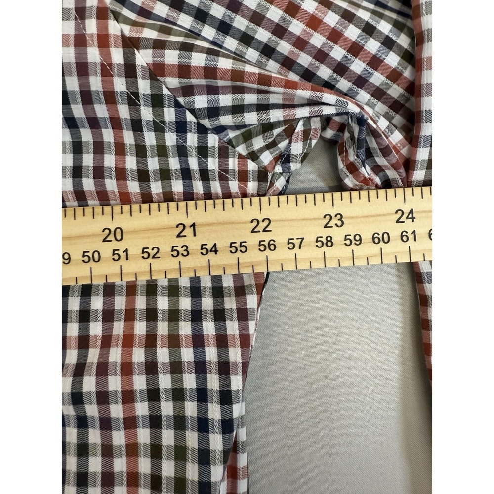 Johnston Murphy Shirt Mens Size Medium Blue Orange Plaid Button Up Tailored Fit - Picture 12 of 16